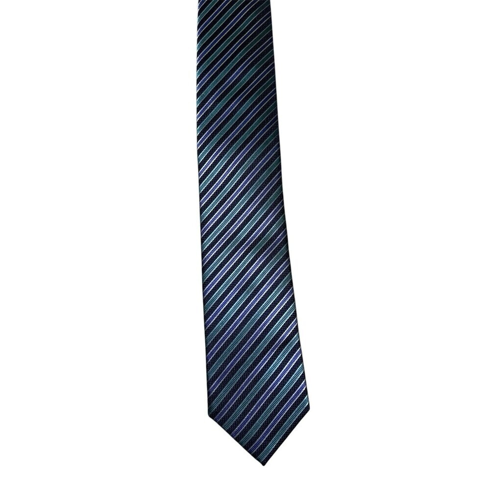 Bugatchi‎ Neck Tie Silk Regimental Repp Striped Blue 59L 3W